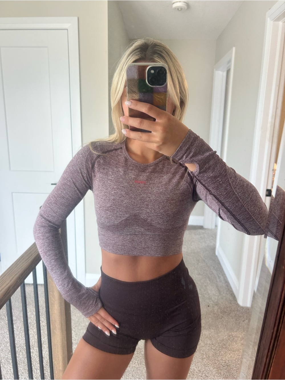 Gymshark Mauve Seamless Long-Sleeve Crop Top